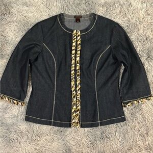 Vintage Denim Jacket with Gold and Animal Print Accents